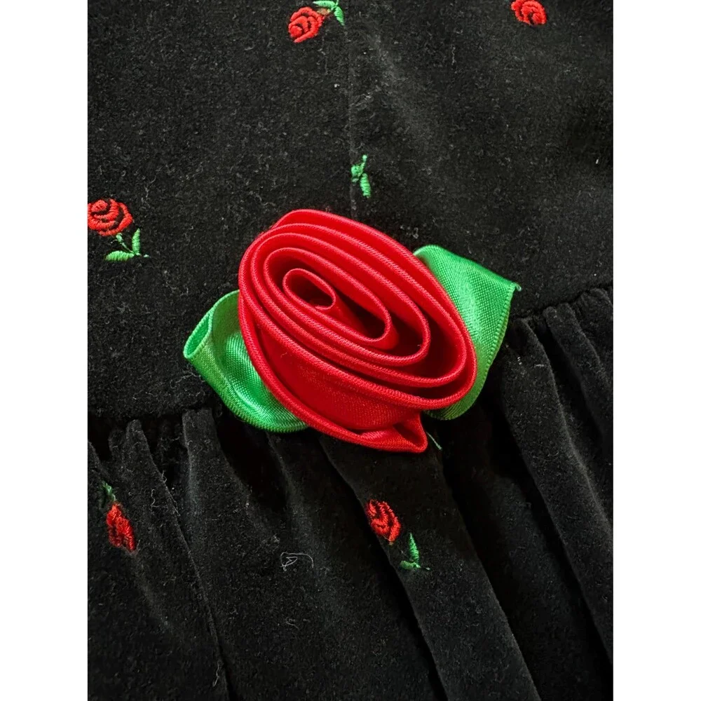 Vintage 90’s Baby Togs Girls Velvet Black Dress 3T